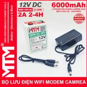 Bộ nguồn lưu điện wifi modem camera khóa cửa từ đèn quạt DC USB 12V 6000mAh 2A MTM – Mini UPS DC USB 12V