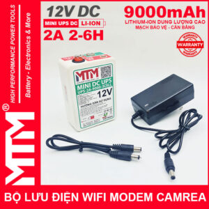 Bộ nguồn lưu điện wifi modem camera khóa cửa từ đèn quạt DC USB 12V 9000mAh 2A MTM – Mini UPS DC USB 12V