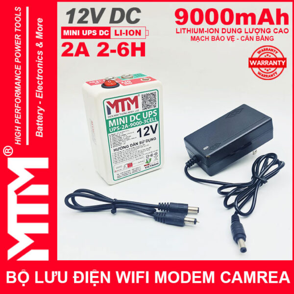 Bộ nguồn lưu điện wifi modem camera khóa cửa từ đèn quạt DC USB 12V 9000mAh 2A MTM – Mini UPS DC USB 12V