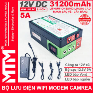 Bộ lưu nguồn điện wifi modem camera khóa cửa từ đèn quạt DC 12V 31200mAh 5A MTM – Mini UPS DC 12V