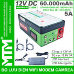 Bộ lưu điện wifi modem camera khóa cửa từ đèn quạt DC 12V 60Ah 5A MTM – Mini UPS DC 12V
