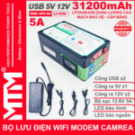 Bộ lưu điện wifi modem camera khóa cửa từ đèn quạt DC USB 5V 12V 31200mAh 5A MTM – Mini UPS DC USB 5V 12V
