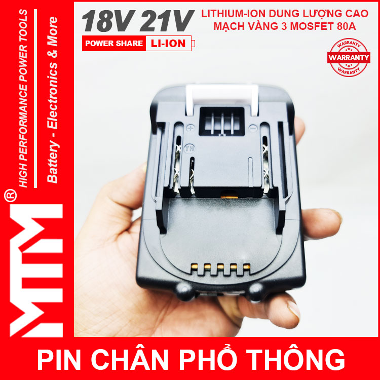 Pin chan pho thong Makita Dekton M21 Hukan H21 18V 21V 5 CELL MTM chinh hang tren tay
