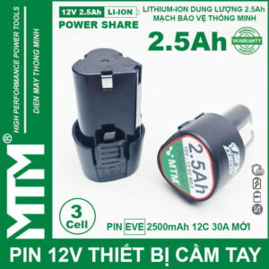 Pin 12V 2.5Ah 3 cell thiết bị cầm tay – chuẩn khe B tam giác
