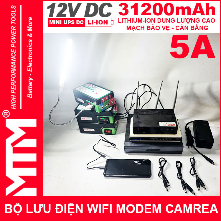 su dung nguon du phong wifi modem camera 12V 5A 31200mah led bao vont
