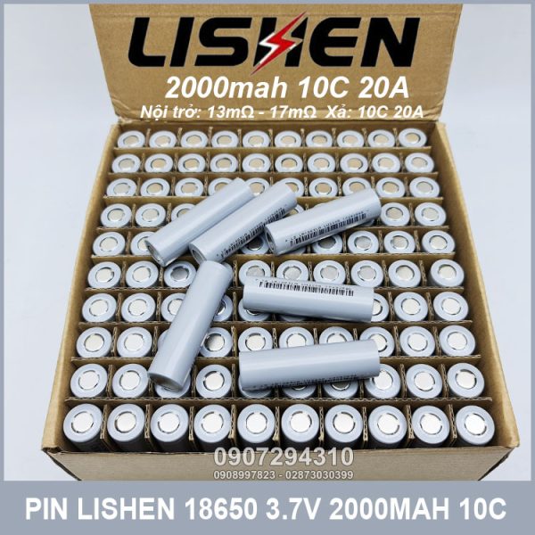 Pin 18650 Lishen 2000mah 10c Chinh Hang Xam Cao Cap