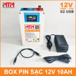 Box pin 12V 10Ah 15A cổng USB Lithium-ion MTM