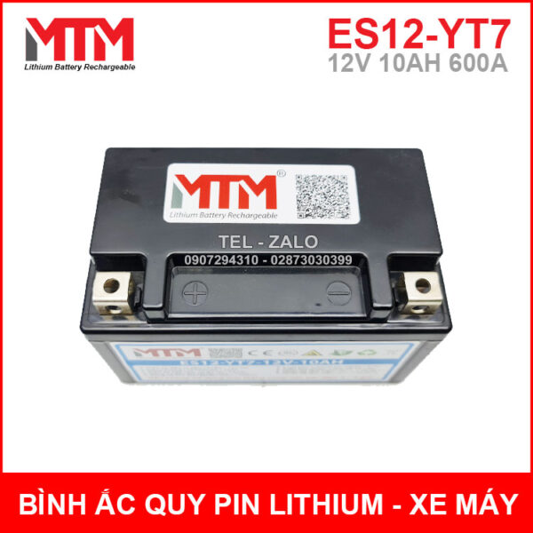 Bình ắc quy pin lithium xe máy 12V 10Ah 600A ES12YT7 6