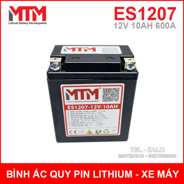 Bình ắc quy pin lithium xe máy 12V 10Ah 600A ES1207 3