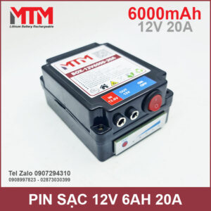 Box pin sạc lithium 12V 6000mAh 20A MTM kèm sạc 18