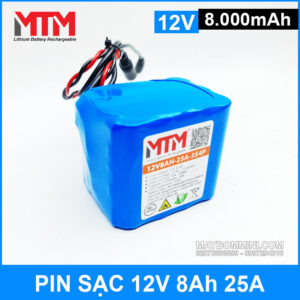 Pin sạc 12V 8Ah 25A 3S MTM 13