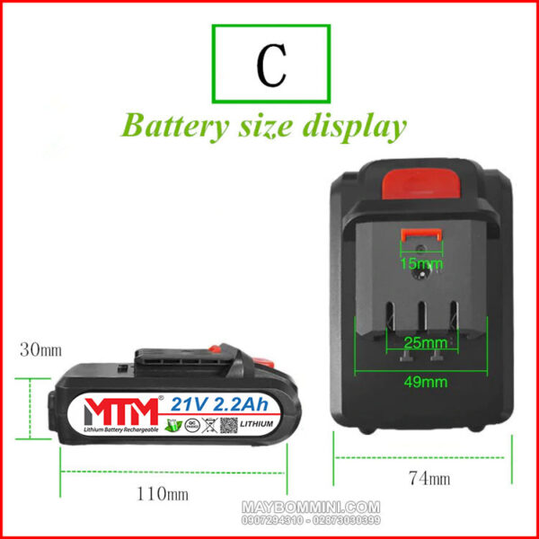 Pin máy khoan bắn vít cầm tay 21V 2200mAh MTM chuẩn C 5