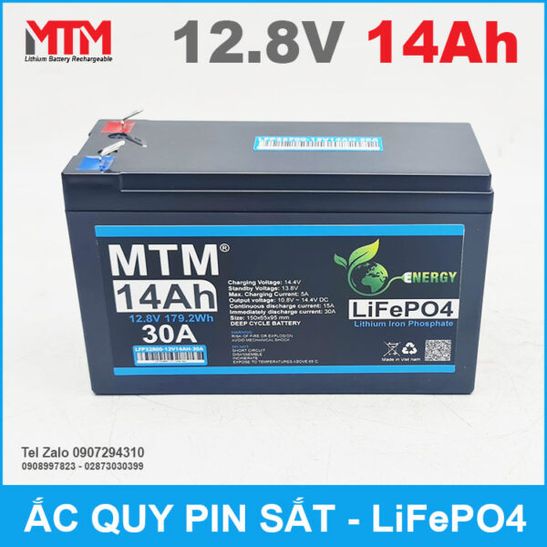 Bình ắc quy pin sắt LiFePo4 12V 14Ah 30A 8