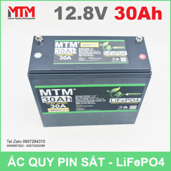 Bình ắc quy pin sắt LiFePo4 12V 30Ah 30A 5