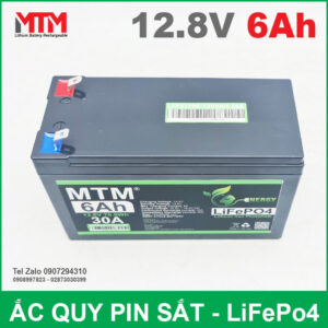 Bình ắc quy pin sắt LiFePo4 12V 6Ah 30A 13