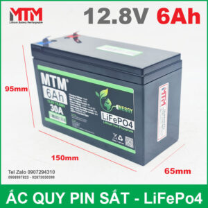 Bình ắc quy pin sắt LiFePo4 12V 6Ah 30A 14