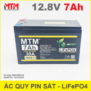 Bình ắc quy pin sắt LiFePo4 12V 7Ah 30A 13