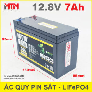 Bình ắc quy pin sắt LiFePo4 12V 7Ah 30A 11