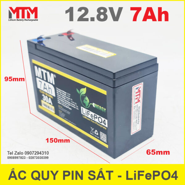 Bình ắc quy pin sắt LiFePo4 12V 7Ah 30A 6