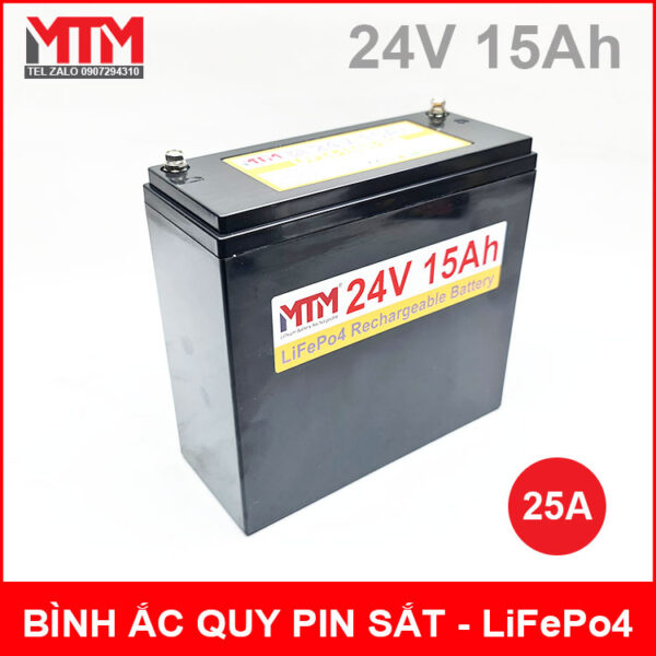 Bình ắc quy pin sắt LiFePo4 24V 15Ah 25A 4