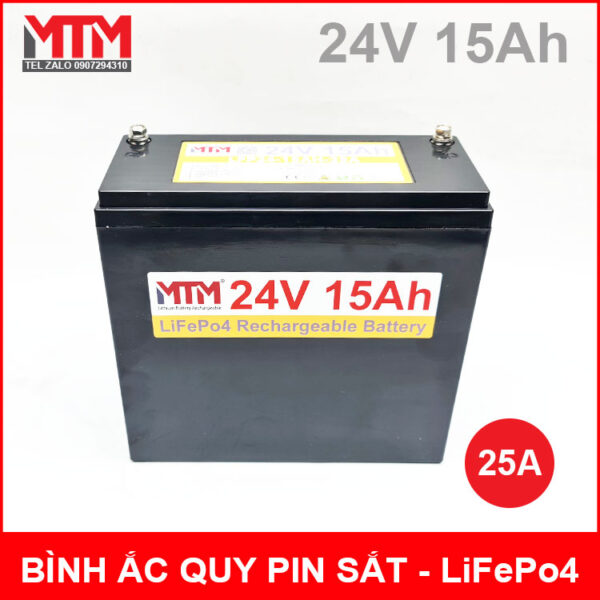 Bình ắc quy pin sắt LiFePo4 24V 15Ah 25A 3