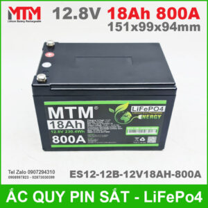 Bình ắc quy pin xe máy 12.8V 18Ah 800A MTM ES12-12B-12V18AH-800A 12