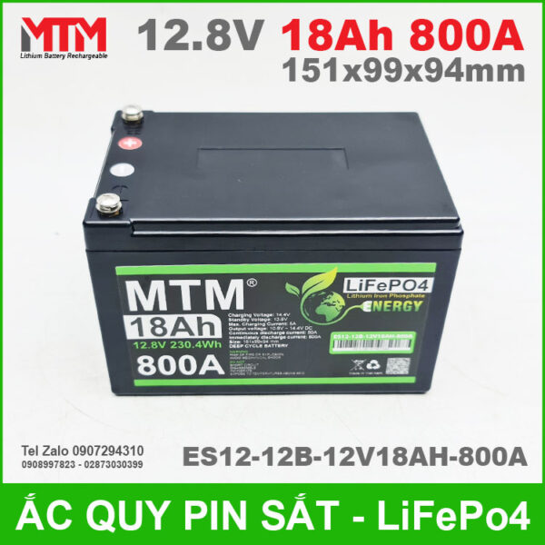 Bình ắc quy pin xe máy 12.8V 18Ah 800A MTM ES12-12B-12V18AH-800A 6