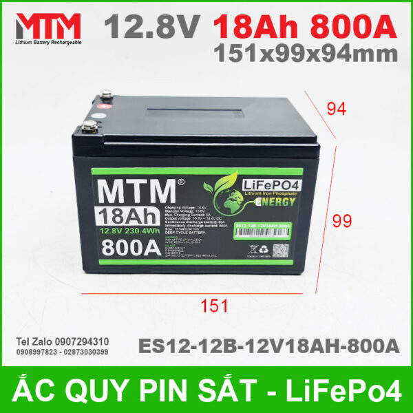 Bình ắc quy pin xe máy 12.8V 18Ah 800A MTM ES12-12B-12V18AH-800A 7