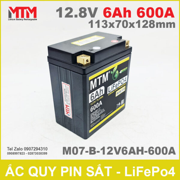 Bình ắc quy pin xe máy 12.8V 6Ah 600A MTM M07-B-12V6AH-600A 4