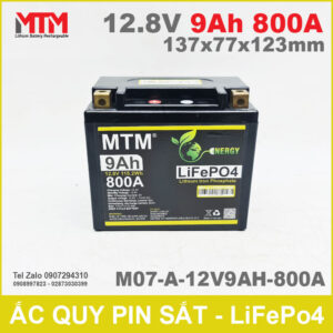 Bình ắc quy pin xe máy 12.8V 9Ah 800A MTM M07-A-12V9AH-800A 12