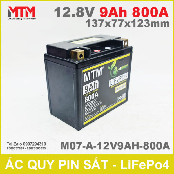 Bình ắc quy pin xe máy 12.8V 9Ah 800A MTM M07-A-12V9AH-800A 5