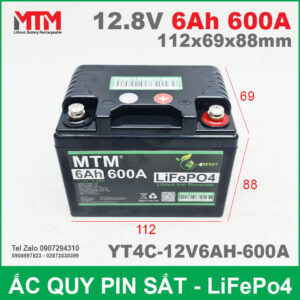 Bình ắc quy pin xe máy 12.8V 6Ah 600A MTM YT4C-12V6AH-600A 13