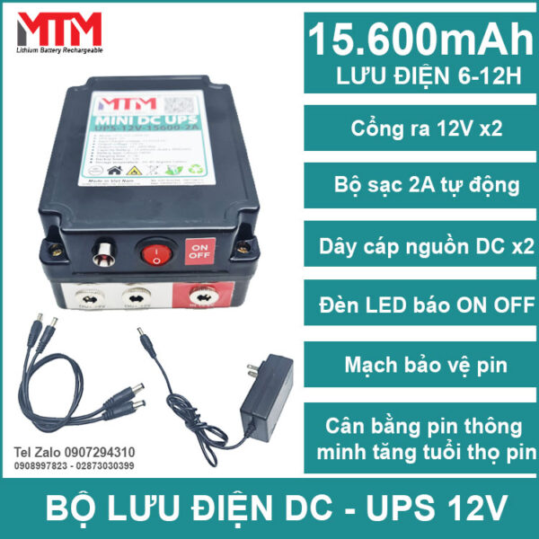 Bộ lưu điện cho camera wifi modem đèn DC 12V 15600mAh MTM 3