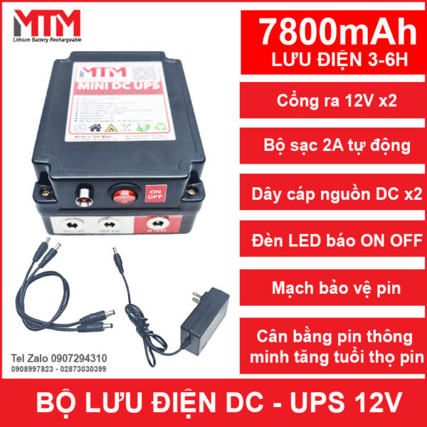 Bộ lưu điện UPS DC 12V cho modem wifi camera 7800mAh MTM 3