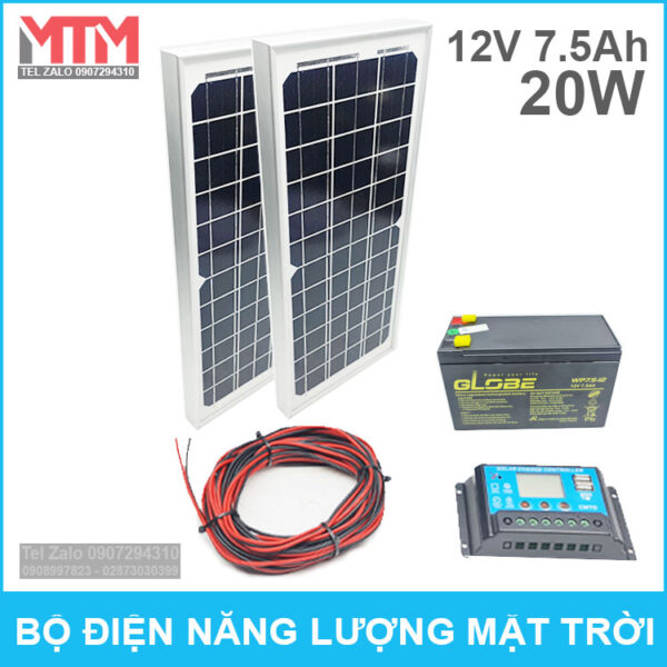 Bộ điện năng lượng mặt trời 20W 12V 7.5Ah 3