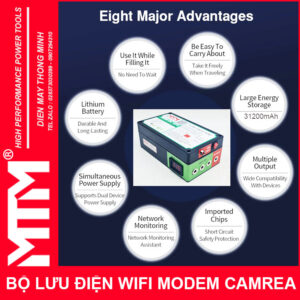 Bộ lưu điện wifi modem camera khóa cửa từ đèn quạt DC USB 9V12V 31200mAh 5A MTM - Mini UPS DC USB 9V 12V 23