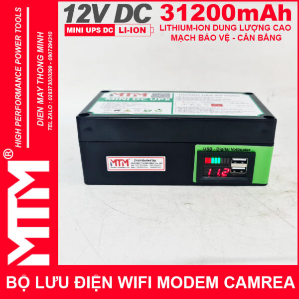 Bộ lưu điện wifi modem camera khóa cửa từ đèn quạt DC USB 9V12V 31200mAh 5A MTM - Mini UPS DC USB 9V 12V 4