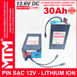 Box pin sạc lithium 12V 30000mAh 30A MTM kèm sạc 17