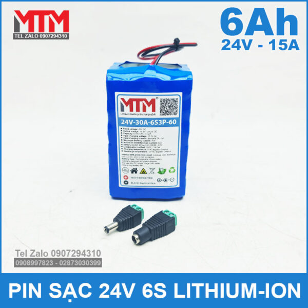 Pin sạc 24V 6Ah 15A 6S MTM 3