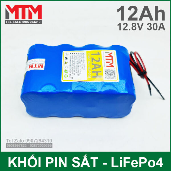 Khối pin sắt 12.8V 12Ah 4S LiFePo4 chịu tải tối đa 30A 4