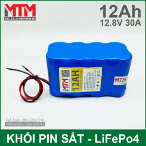 Khối pin sắt 12.8V 12Ah 4S LiFePo4 chịu tải tối đa 30A 11