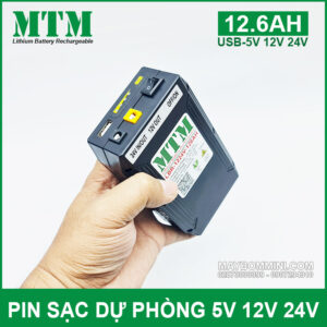 Pin sạc dự phòng USB-5V 12V 24V 12600mAh MTM kèm sạc 14