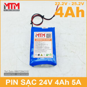 Khối pin 24V 4Ah 6S chịu tải 5A MTM 14