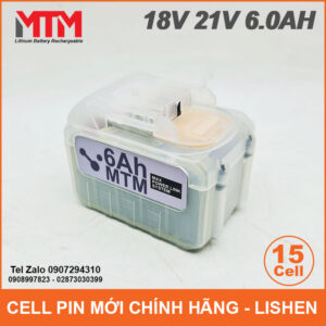 Pin chân phổ thông 18V 21V 6.0Ah 15 cell mạch 80A - vỏ trong suốt 17