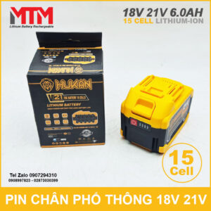 Pin chân phổ thông 18V 21V 6.0Ah 15 cell Hukan 13