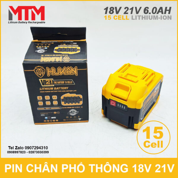 Pin chân phổ thông 18V 21V 6.0Ah 15 cell Hukan 8