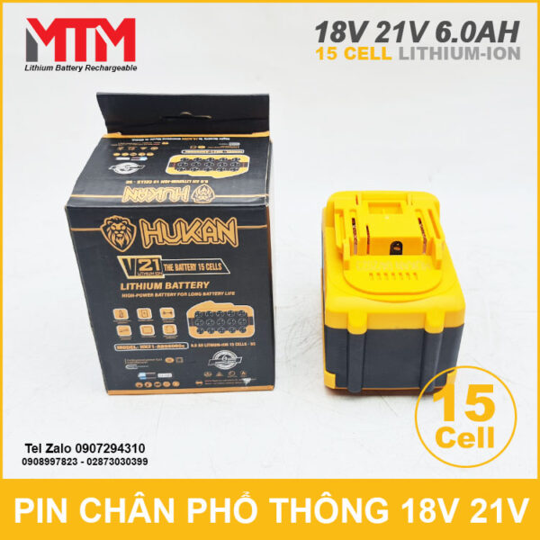 Pin chân phổ thông 18V 21V 6.0Ah 15 cell Hukan 7