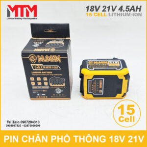 Pin chân phổ thông 18V 21V 4.5Ah 15 cell Hukan 15