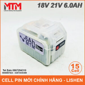 Pin chân phổ thông 18V 21V 6.0Ah 15 cell mạch 80A - vỏ trong suốt 23