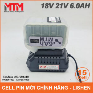 Pin chân phổ thông 18V 21V 6.0Ah 15 cell mạch 80A - vỏ trong suốt 19